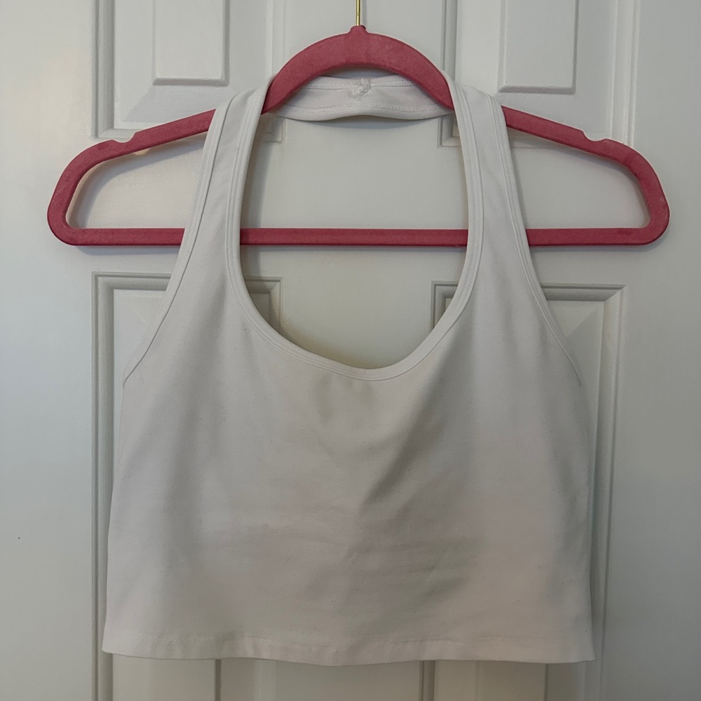 Beyond Yoga White Halter Crop Top